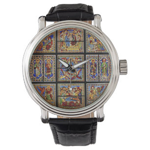 Montre Fenêtre en verre teinté vintage de cathédrale