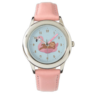 Montre Fente Whimsical Sur Flamant rose Rose Float Girls 