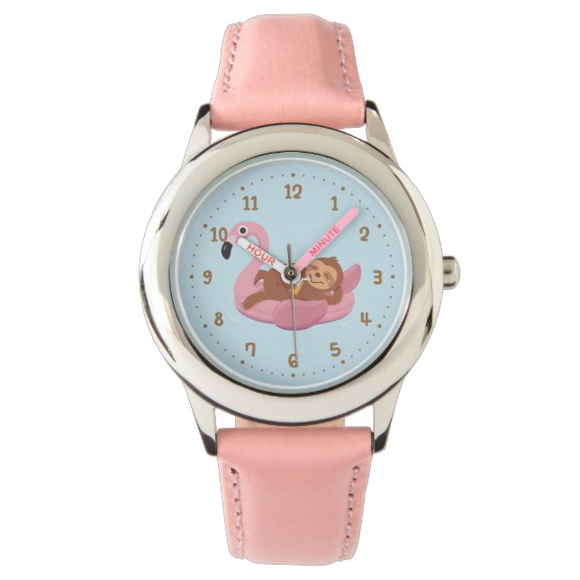 Montre Fente Whimsical Sur Flamant rose Rose Float Girls  (devant)