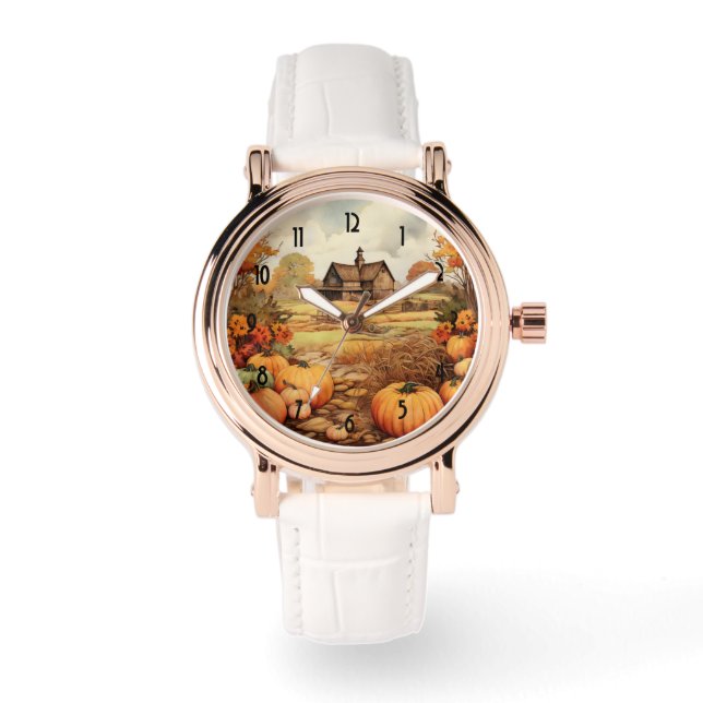 Montre Ferme citrouille automne récolte Thanksgiving (Recto)