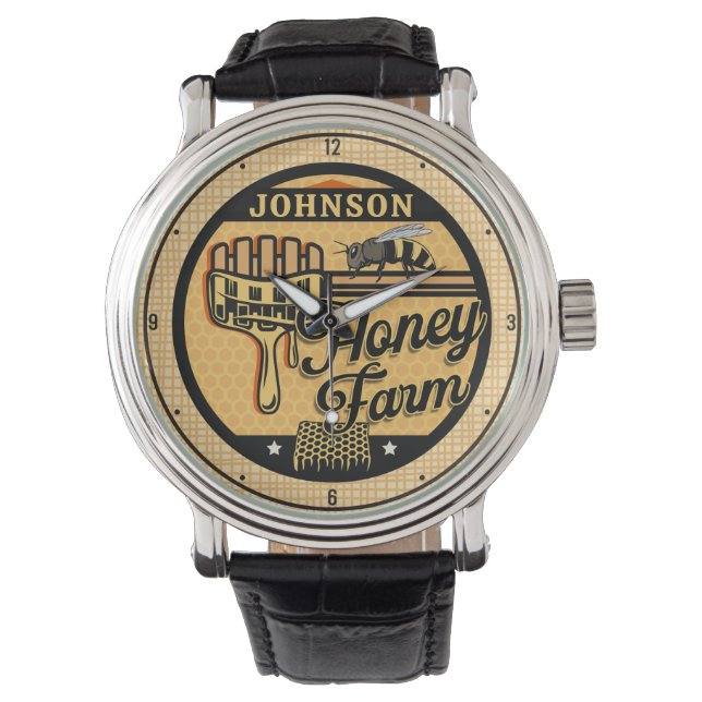 Montre Ferme d'abeilles de miel NOM PERSONNALISÉ Ruche de (devant)