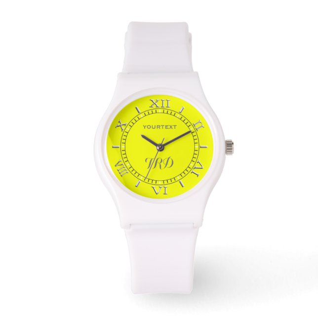 Montre Festive Citron Jaune Couleur Décor Personnalisez C (Recto)