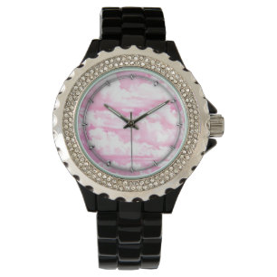 Montre Festive Pastel nuages heureux rose