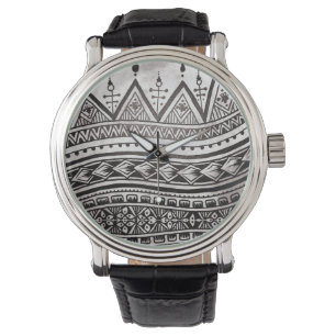 Montre Fête des pères de Motif de tatouage tribal noir