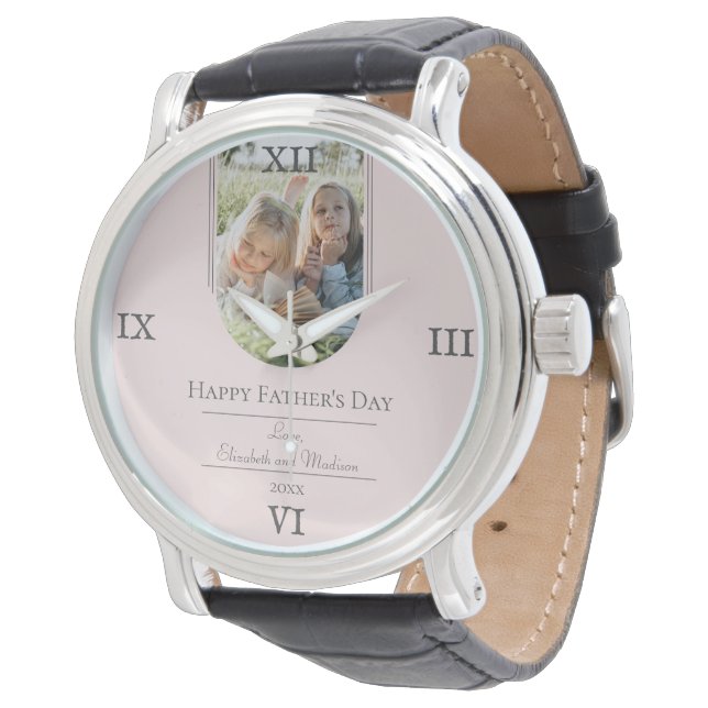 Montre Fête des pères photo Arch moderne | Rose (Incliné)