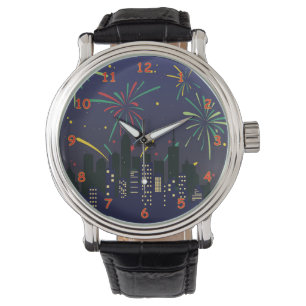 Montre Feu d'artifice coloré au-dessus de la ligne aérien