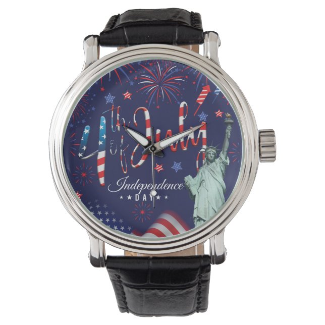 Montre Feu D'Oeuvre Le 4 Juillet Avec La Statue De Libert (devant)