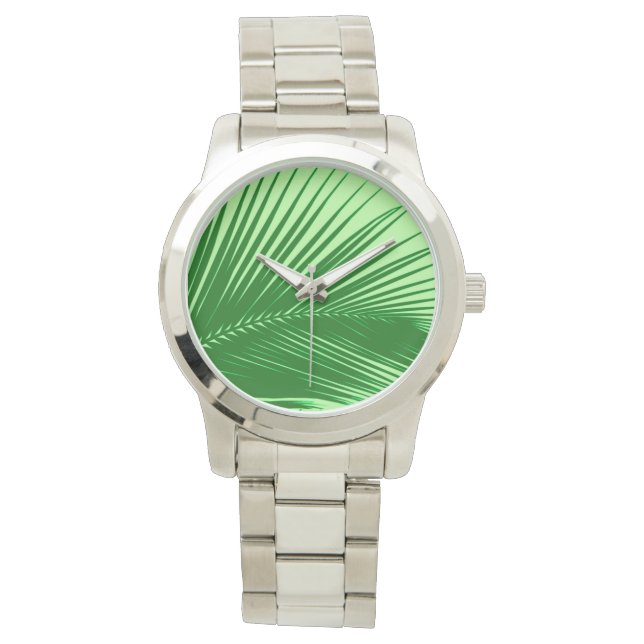 Montre Feuille de palme - émeraude et vert citron (devant)