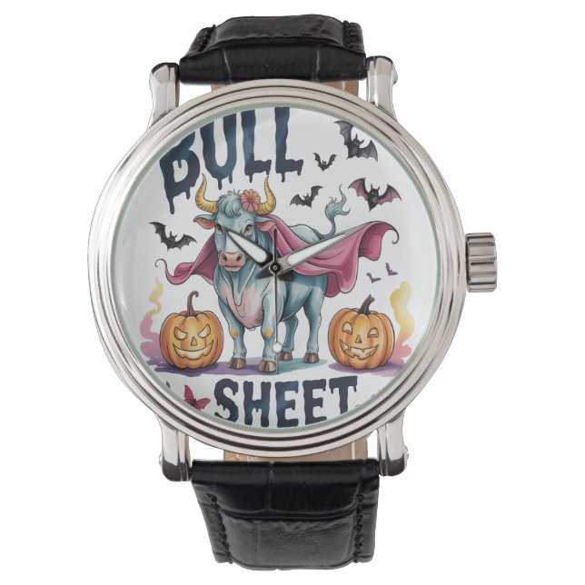 Montre Feuille de taureau d'Halloween, Vache fantôme amus (devant)