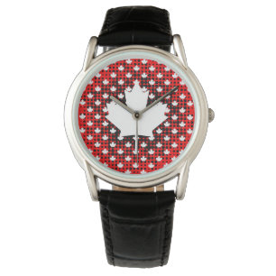 Montre Feuille d'érable canadienne avec fond à motif de p