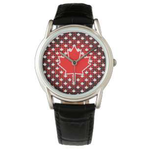 Montre Feuille d'érable canadienne avec fond à motif de p