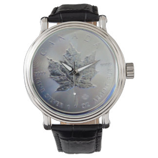 Montre Feuille d'érable canadienne en argent pur
