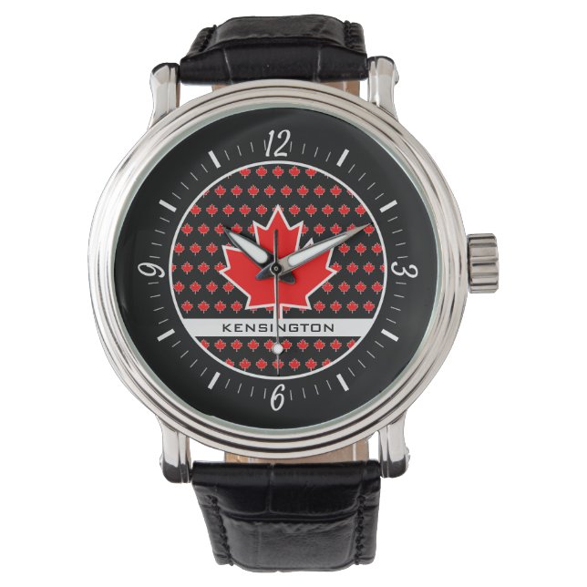 Montre Feuille d'érable canadienne rouge patriotique avec (devant)