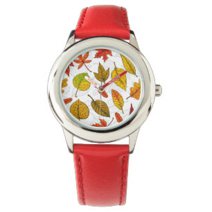 Montre Feuilles d'automne en blanc