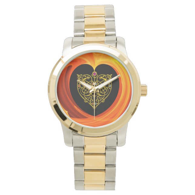 Montre FEUILLES D'OR, jaune orange noir (devant)