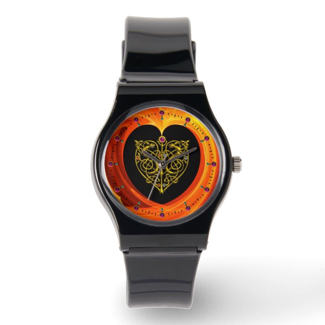 Montre FEUILLES D'OR, jaune orange noir (Recto)
