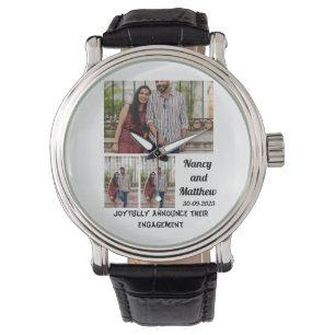 Montre Fiançailles mariage personnalisé 3 Photo Collage