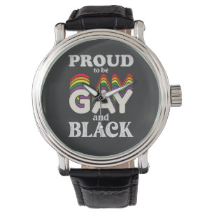 Montre Fier d'être gay et noir Fierté LGBT