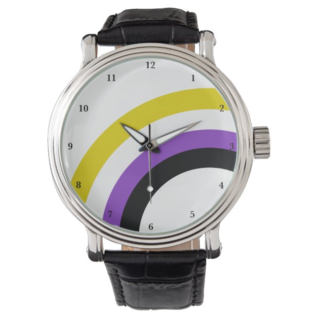 Montre Fierté arc-en-ciel non binaire personnalisée (devant)