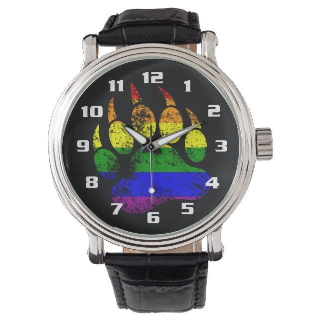 Montre Fierté de l'ours gai détendu Arc-en-ciel drapeau d (devant)
