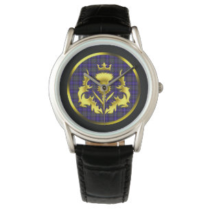 Montre Fierté de Tartan écossais avec chardon doré