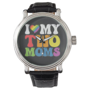 Montre Fierté LGBT J'Aime Mes Deux Moms Soutien Lesbien G