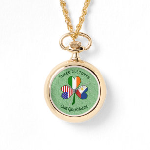 Montre Filipino irlandais drapeaux américains Shamrock Vo