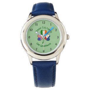 Montre Filipino Irlandais Etats-Unis drapeaux Shamrock pe