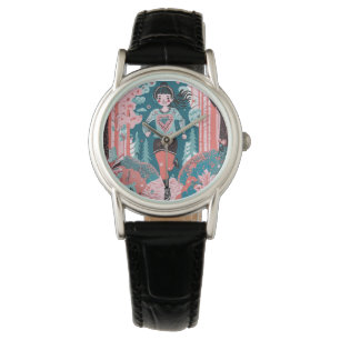 Montre Fille courant dans le parc