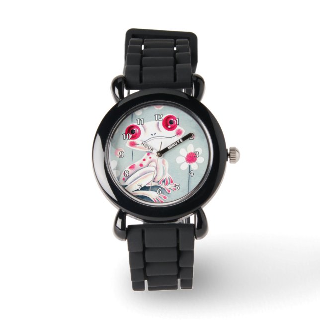 Montre Fille de grenouille rose mignonne (Recto)