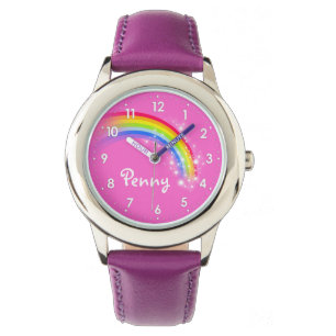 Montre Filles arc-en-ciel nom filles violet enfants regar