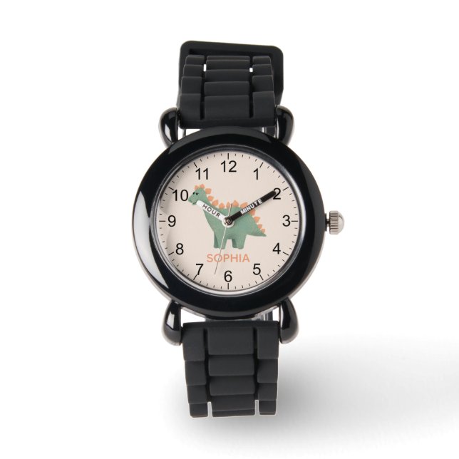 Montre Filles Cool et Cute Stegosaurus Dinosaur & Nom (Recto)