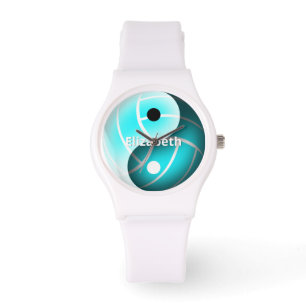 Montre filles coutume yin et yang volleyball turquoise