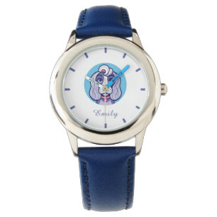 Montre Filles Cute Blue Chat Enfants