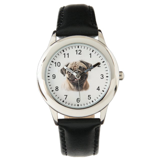 Montre Filles garçons mignonne chien enfants bleu caricat (devant)