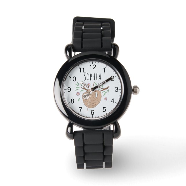 Montre Filles mignonne couchant couchage Animal et nom En (Recto)