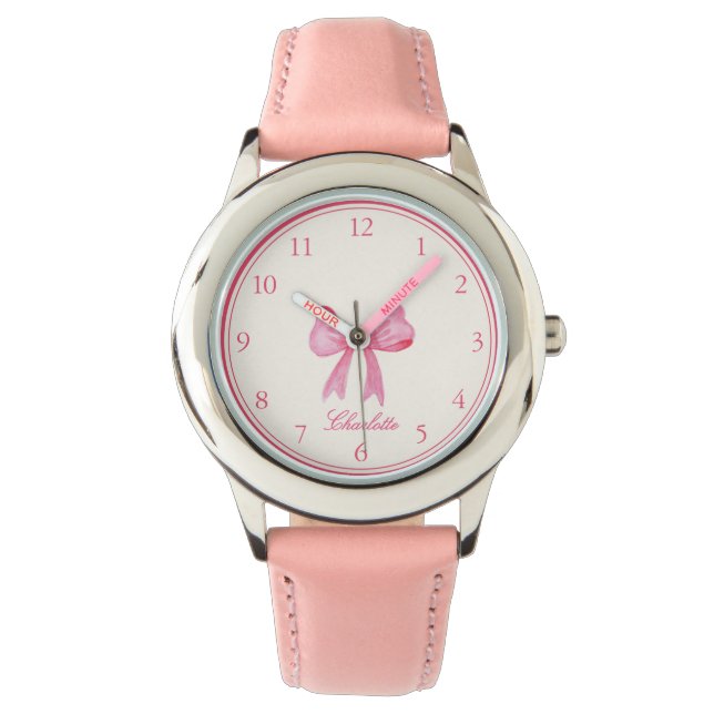 Montre Filles mignonnes Bow rose (devant)