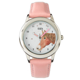 Montre Filles mignonnes Cheval rose Animaux Enfants Poney