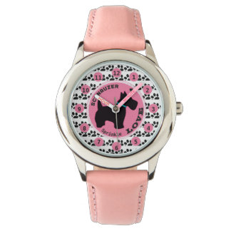 Montre Filles mignonnes Chien Paw Schnauzer Enfants Perso