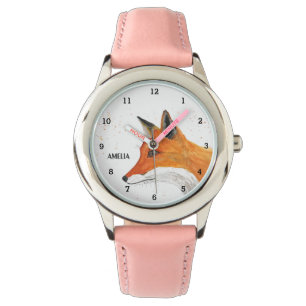 Montre Filles mignonnes Fox Animaux Enfants Faune Forêt