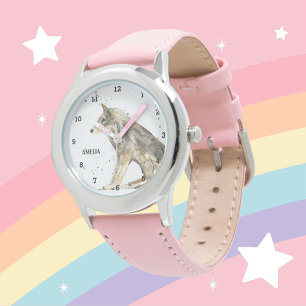 Montre Filles mignonnes Loup Animaux Enfants Faune Forêt