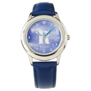Montre Filles mignonnes Monogramme Aquarelle Galaxie & No