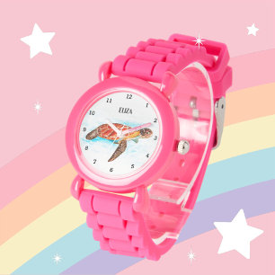 Montre Filles mignonnes Tortue rose Animaux Enfants