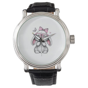 Montre Filles Pâques Lapin Mignon Visage Rose Pâques Enfa