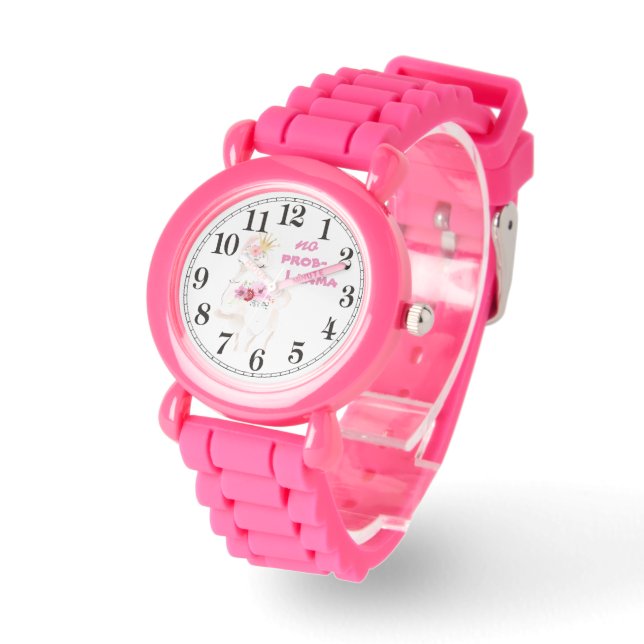 Montre Filles pas de Prob-Llama rose (Angle)