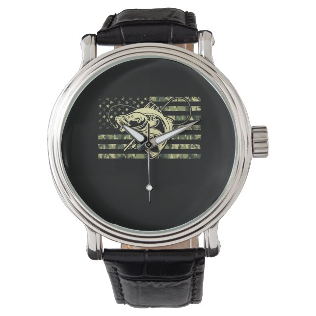 Montre Fishing Camouflage USA Flag for Bass Fisher (devant)