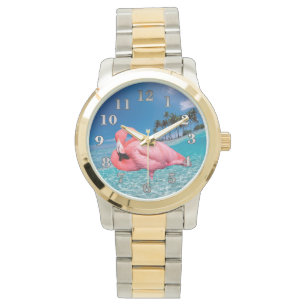 Montre Flamant rose et paumes