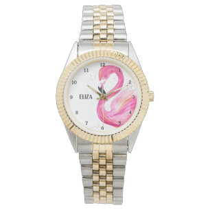 Montre Flamant rose rose mignon Surveillance de la faune 