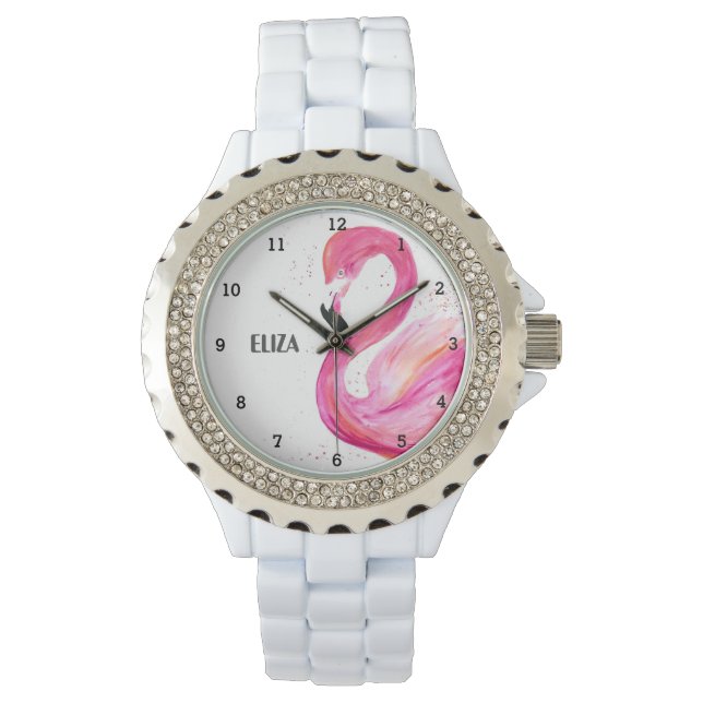 Montre Flamant rose rose mignon Surveillance de la faune  (devant)