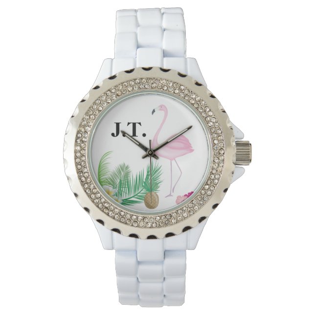 Montre Flamant rose Tropical Personnalisé (devant)